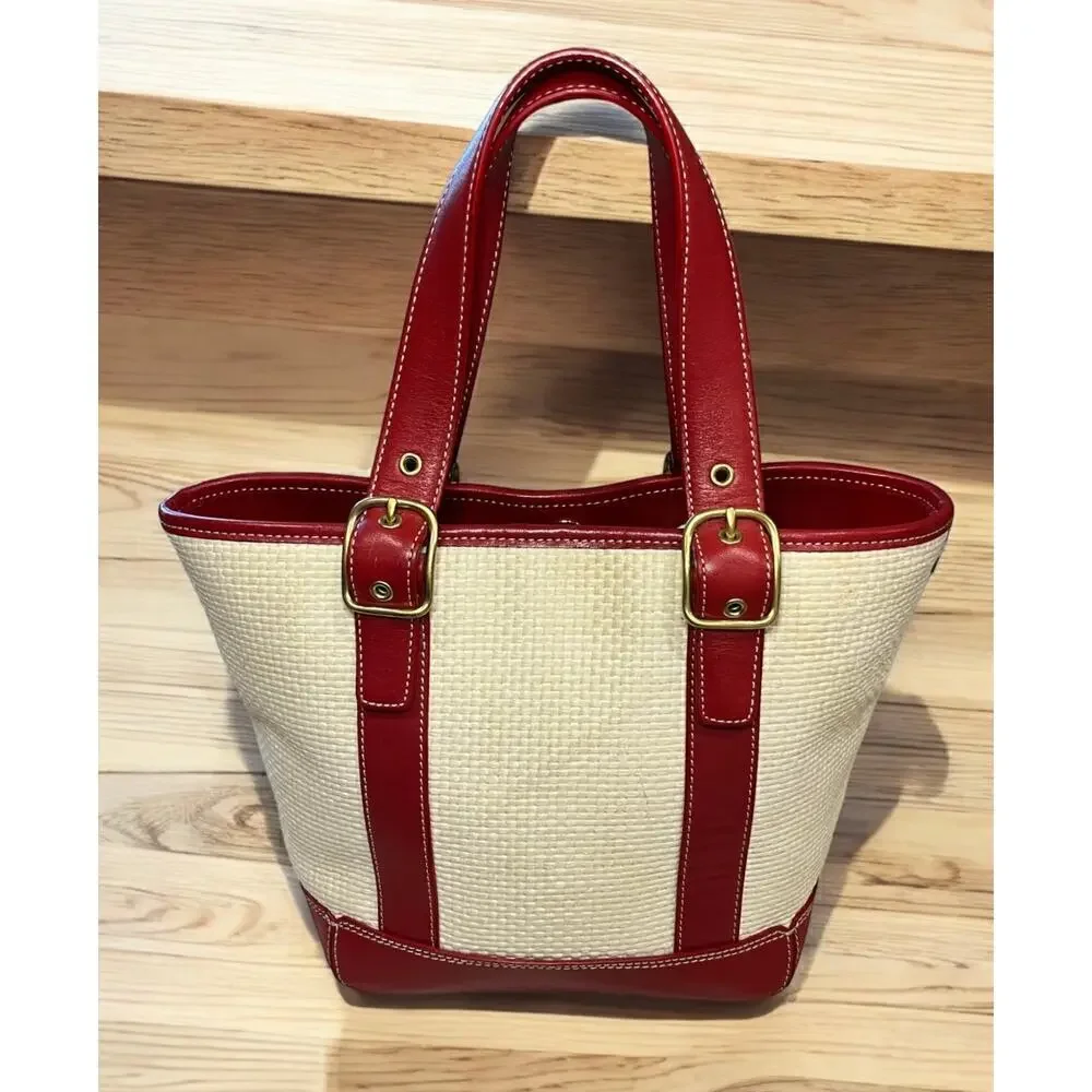 Vintage Coach 8909 Woven Straw Tote
